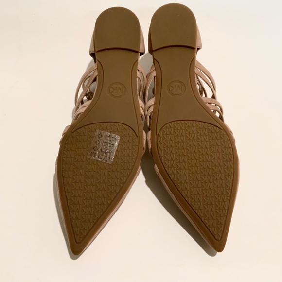 Michael Kors Clarissa Nude Suede Flat Sandal Leather Pointed Toe Slide Flats 7.5 - Picture 11 of 12